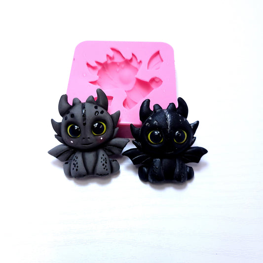Cute Baby Dragon Silicone Mold Miniatures Cake Resin Clay Fondant MS537