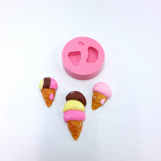 Mini Ice Cream Cone Charm Silicone Mold for Resin Clay Fondant Jewelry