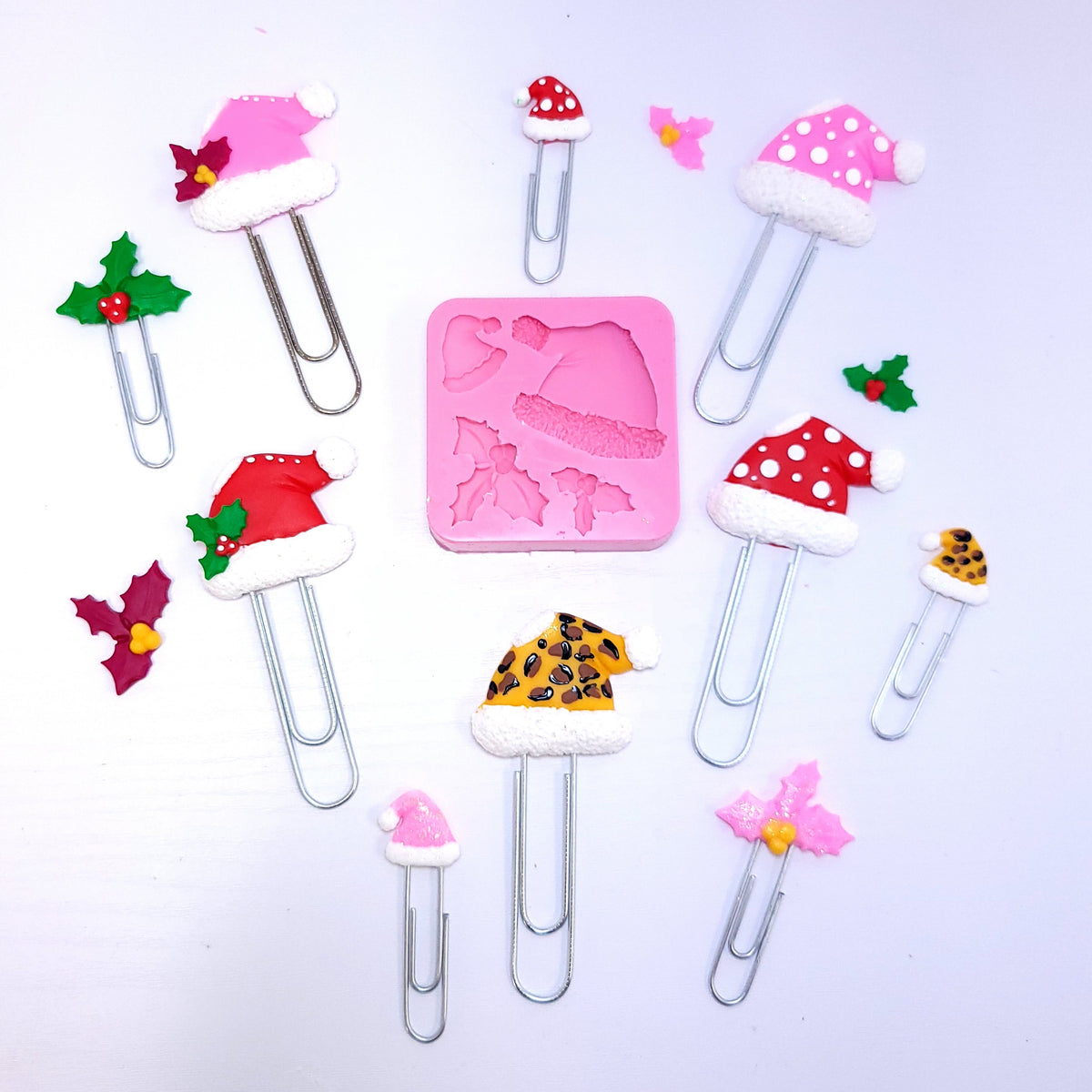 Christmas Santa Hat and Holly Silicone Mold for Fondant Resin Clay Crafts