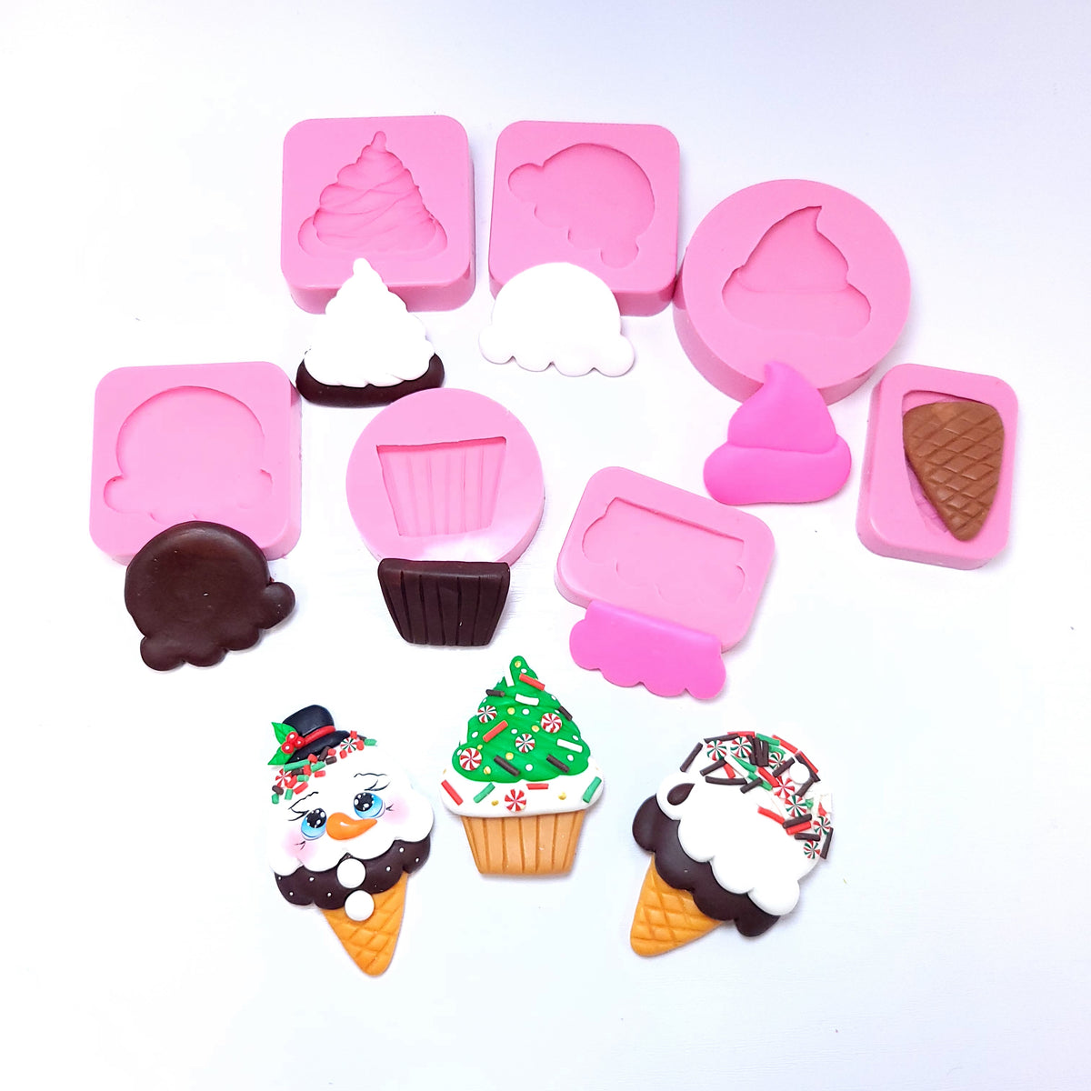 Cupcakes Ice Cream Cone Sweet Silicone Mold Bundle 7 | Multi-Project MS763
