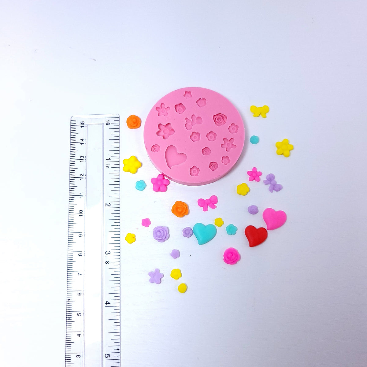 Mini Roses Flowers Bows Hearts Silicone Mold for Cake Resin Clay MS760