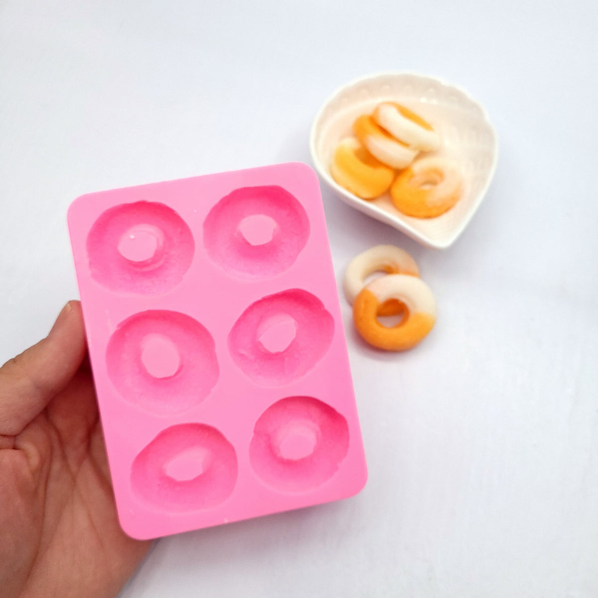 Peach rings 6 cavities Wax mold Resin mold Soap mold Realistic gummy peach rings realistic Flexible mold NC078
