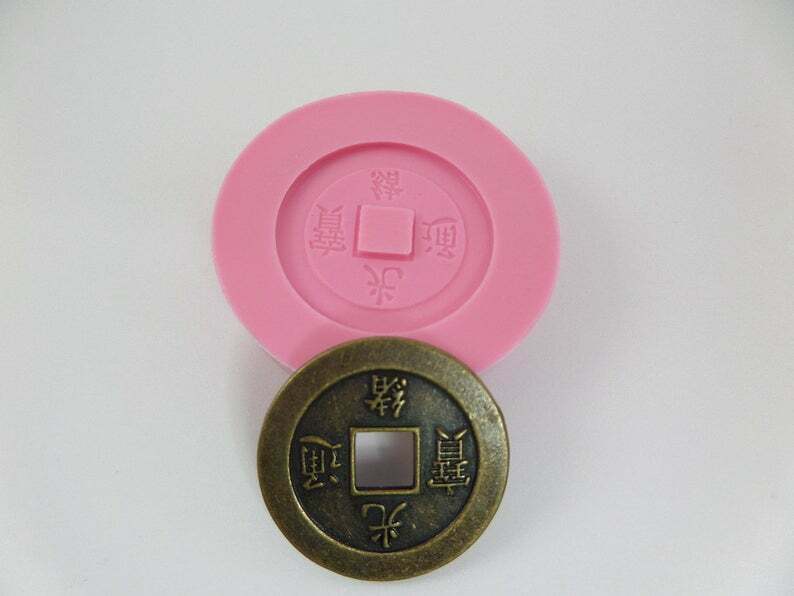 Chinese Coin Silicone Mold for Resin, Fondant, Chocolate, Polymer Clay Miniatures