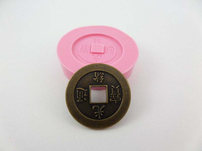 Chinese Coin Silicone Mold for Resin, Fondant, Chocolate, Polymer Clay Miniatures